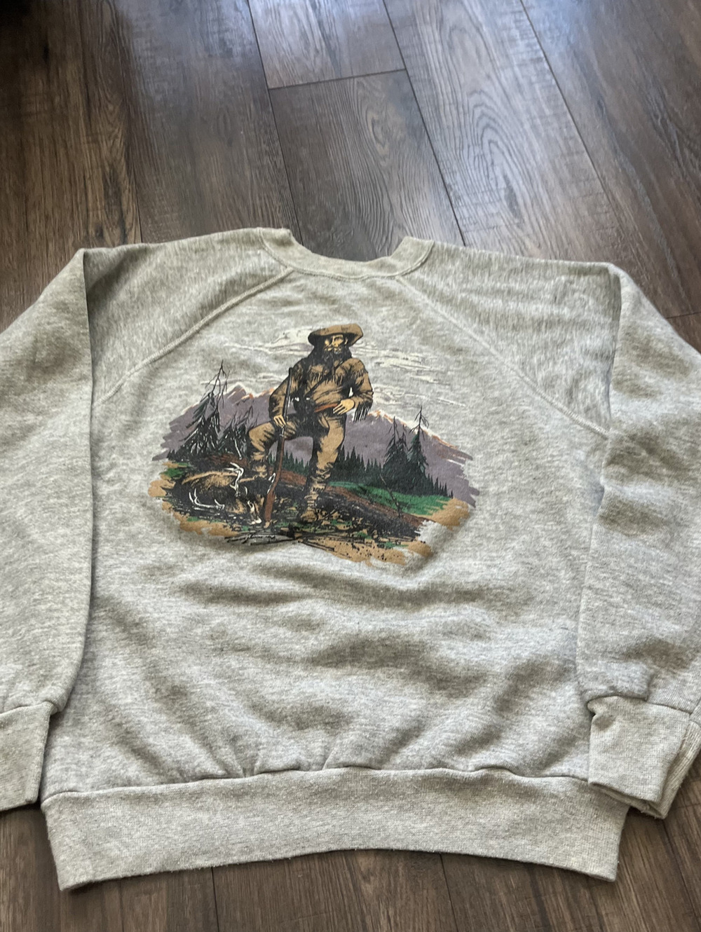 True Vintage 80s Native Explorer Graphic Crewneck Sweatshirt Gray Medium Western - Picture 8 of 10